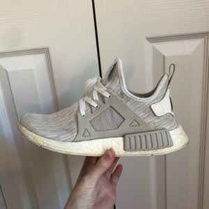 Preowned Adidas NMDs (beige/grey colorway)